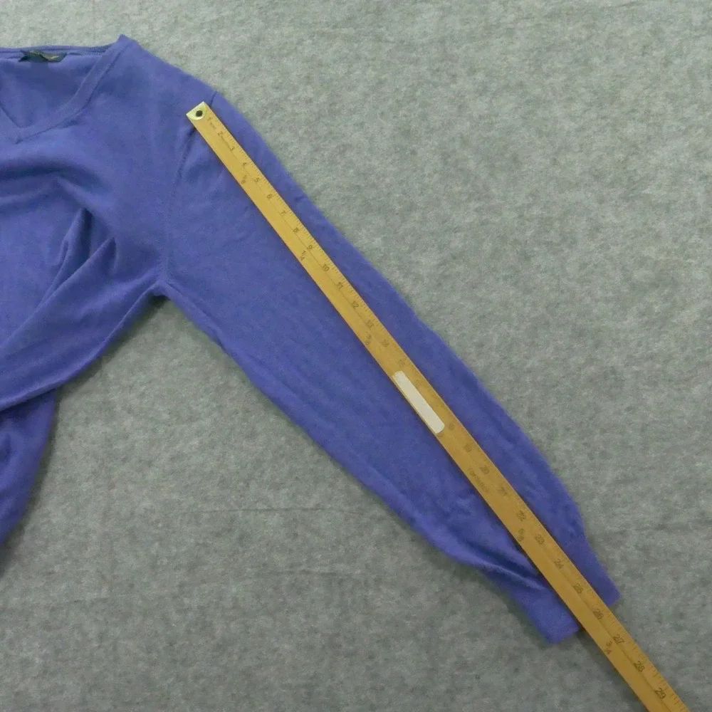 Brooks Brothers Sweater Mens Large Purple Knit V-Neck Supima Cotton Pullover